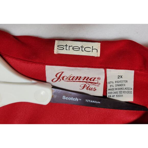 Joanna Plus Light Jacket Shacket Top Stretch 2X Red Zipper Grandmacore Classic - Picture 7 of 7